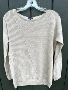 SPLENDIDO maglione donna 100% cashmere beige a costine S - Foto 1 di 3
