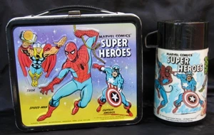 Vintage SUPER HEROES Lunchbox & Thermoskanne - MCU Spider-Man (1976) C-8.5 Awesome! - Bild 1 von 17