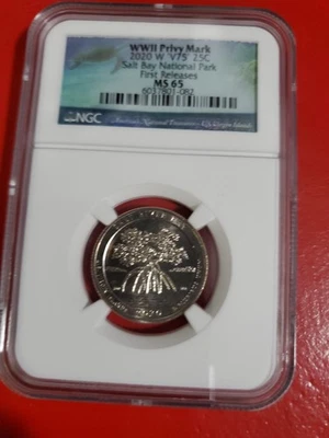 2020 W West Point V75 Quarter Salt Bay Park MS65 Rare World War 2 Privy Mark NGC - Image 1 of 4