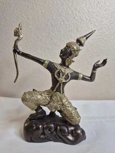Thai Rama The Archer Brass Bronze Gilt Statue Altar Idol Decor Vintage - Picture 1 of 7