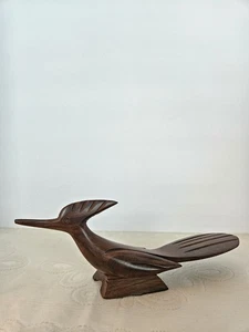 Vintage Roadrunner Vogel handgeschnitzt Holz Eisenholz (?) Deko Sammlerstück dunkel - Bild 1 von 13