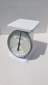 Vintage Scale American Family Scale 25 Lbs Rustic White Metal Working Condition - Picture 1 of 7