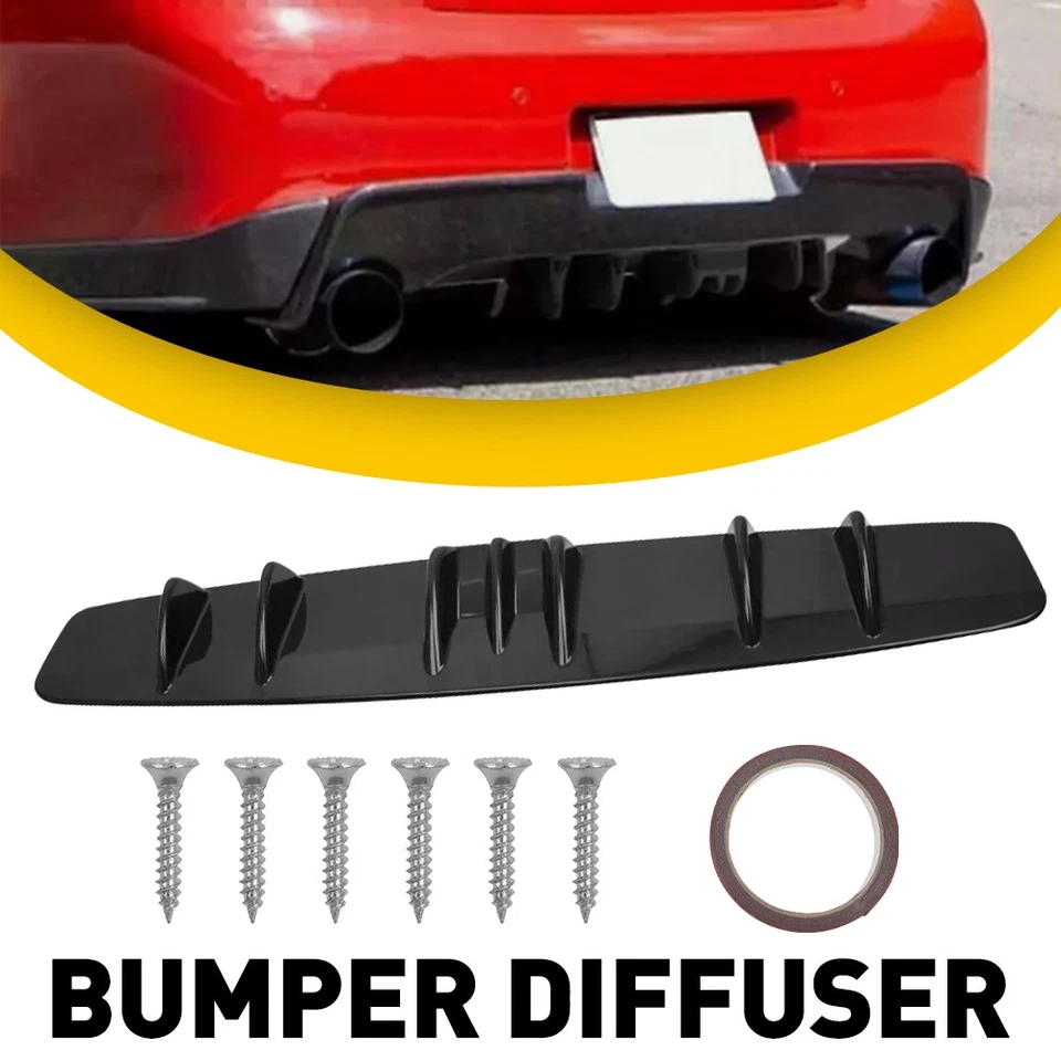 NUEVO 33" Difusor de parachoques trasero aleta de tiburón alerón labio ala divisor chasis negro Foto 1 de 4