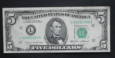1985 $5 San Francisco Federal Reserve Note/F-1978L/about uncirculated/FREE SHIP! - Image 1 of 4
