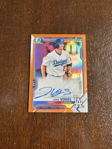 2021 Bowman Chrome Jake Vogel Orange Refractor Auto /25 WILL NOT GRADE - Picture 1 of 4