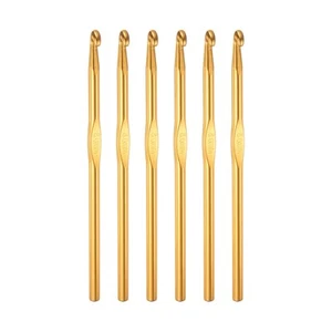 Alluminio Uncinetto Gancio 6mm Maglia Aghi Tono Oro 6pz - Imagen 1 de 5