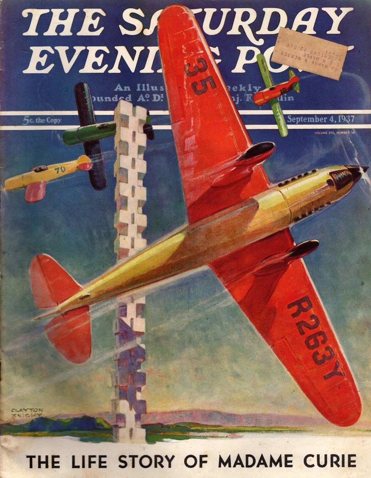 1937 Saturday Evening Post September 4 - Air show; Marie Curie; Summer in South - Image 1 of 1