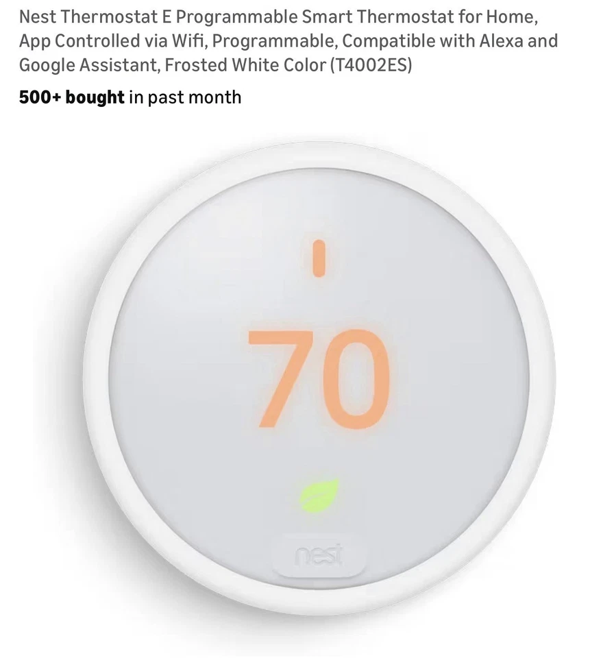 Termostato programável Nest Thermostat E T4001ES - Branco - Imagem 1 de 2