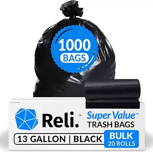 Supervalue 13 Gallon Trash Bags | 1000 Count Bulk | Tall Kitchen | Can Liners | - Picture 1 of 12
