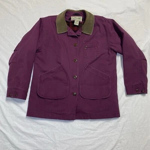 LL Bean Barn Coat Canvas with Plaid Wool Lining, Corduroy Button-up Chore Jacket - Picture 1 of 12