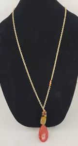 Collana con ciondolo Chico's Daphne nuova con etichette oro arancione abbronzatura - Foto 1 di 4