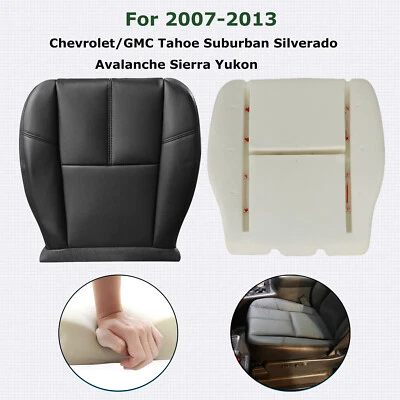 Cubierta de asiento del conductor y cojín de espuma negro para Chevy Silverado 1500 2500 HD 2007-14 Foto 1 de 4