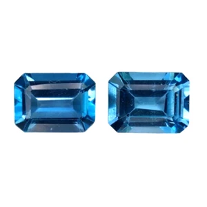 3.77 CTS London blue natural topaz octagon shape 2pcs loose gemstones "see video - Picture 1 of 3