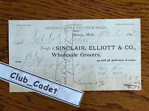 Billhead 1892 Detroit Michigan ~ Molinos de café y especias de Detroit - Imagen 1 de 1