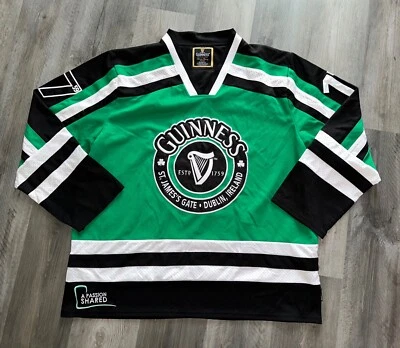 Camiseta de hockey Guinness Beer verde arpa blanca #17 irlandesa Dublín Irlanda talla 2XL Foto 1 de 4