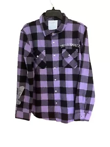 P!NK Pink Alecia Moore Trustfall Botton-Up Plaid LG Shirt Rhinestones Cotton New - Picture 1 of 17