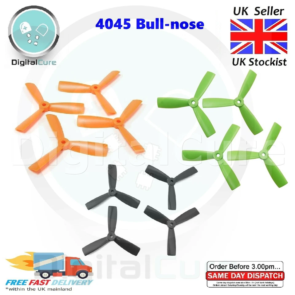 4 Paare Diatone 4" 4045 3-Blatt Propeller CW CCW Für 1410 1306 1806 150 180 190 - Bild 1 von 1