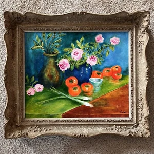 Vintage Painting BEAUTIFUL Bright Colors 23x20 SIGNED! - Picture 1 of 11