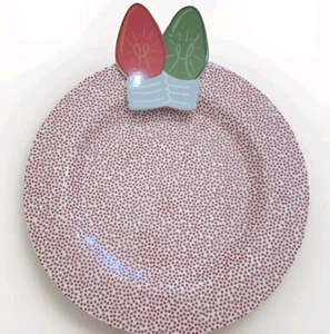 HAPPY EVERYTHING Toss LG Round Big Platter Red Dot Laura Johnson Christmas Light - Picture 1 of 4