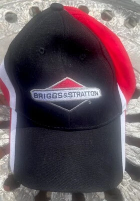 Gorra gorra bordada negra con logotipo de Briggs & Stratton correa ajustable. Rojo Blanco Negro-Nuevo Foto 1 de 4