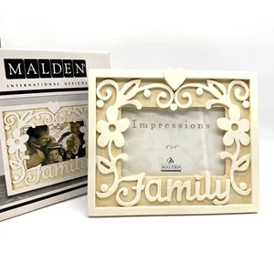 Malden Impressions “Family” Picture Frame For 4”x6” Photo Cream Ceramic Resin ? - Picture 1 of 8