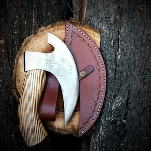 Custom Handforged carbon Steel Pizza cutter Axe Skull Hatchet, Viking style Axe, - Picture 1 of 14