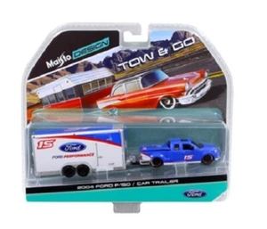 Maisto 1:64 TOW & GO 2004 Ford F-150 Pickup Truck & Car Trailer Blue 15368J NIB - Picture 1 of 1