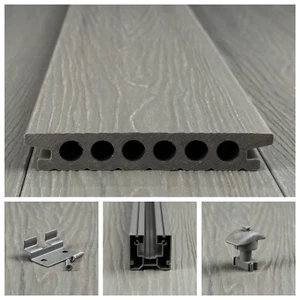 WPC Terrassendielen UV-beständig Kratzfestigkeit Aluminium UK Komplettset 6-90m² - Bild 1 von 38