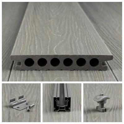 WPC Terrassendielen UV-beständig Kratzfestigkeit Aluminium UK Komplettset 6-90m² - Bild 1 von 4