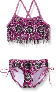 KANU Girls' Kelly Beach Sport Fringe 2-Piece Bikini Swimsuit Style 3579 Size 14 - Picture 1 of 8