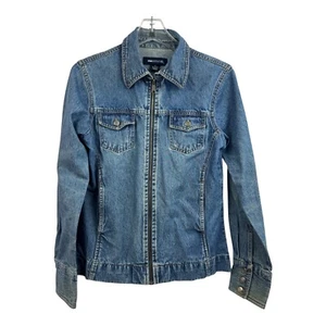 Blue Asphalt Jean Jacket Size M Blue Denim Zip Up Shirt Cowboy Embroidered A42 - Picture 1 of 9