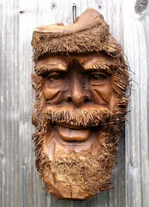 Large Wooden Root Face Carving Old Greenman Garden Bamboo Warden Christmas Gift - Picture 1 of 73