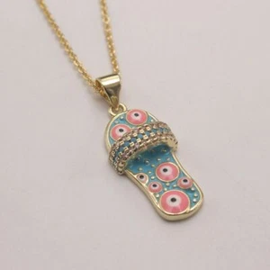 Slipper Shaped Pendant Charm Necklaces Women Fashion Jewelry Chains Necklace 1pc - Picture 1 of 22