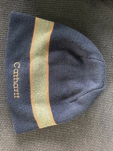 Carhartt Beanie Youth Kids One Size Blue Spellout Logo Knit Hat Cap Winter Boys - Picture 1 of 2