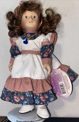 Sophie Blue 蓝宝石 Russ Berrie 月份娃娃 九月 瓷器 罕见 发现 — 第 1/4 张图片