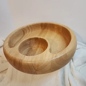 Crate & Barrel Beech Wood Chip and Tray Beechwood Round 12" Set Wood Bowl Only - Picture 1 of 7