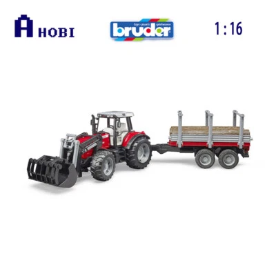 Bruder 1:16 Massey Ferguson 7480 With Front Loader & Timber Trailer Toy Set - Image 1 of 2