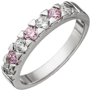 Anillo de Mujer Con Circonia Rosa & Blanco 925 Plata Dedos Joyería para el - Picture 1 of 1