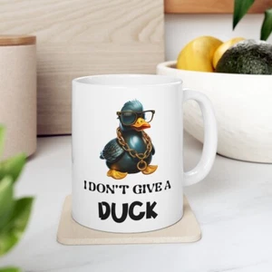 "Taza de café con citas divertidas ""I Don't Give a Duck"" | taza impresa de 11 oz en EE. UU. - Imagen 1 de 10