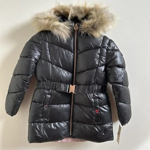 Michael Kors Little Girls Heavy Weight Belted Jacket Black 6X - Picture 1 of 6