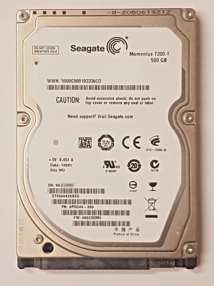 500 GB SATA Seagate Momentus 7200.4 ST9500420ASG 16MB HDD 2,5 " Internal Hard - Image 1 of 1