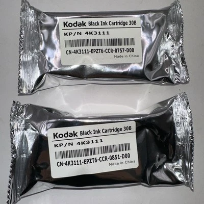 2 Kodak 30B Ink Cartridge BLACK KP/N 4K 3111 Inkjet CN 4K3111EPZT6CCR 0757D00 - Image 1 of 4