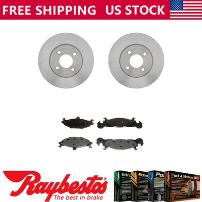 Front Brake Rotors + Metallic Brake Pads Hardware For 1984-1986 Chrysler LeBaron - Image 1 of 4