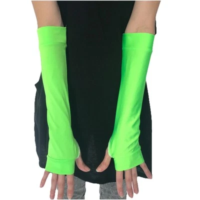 NUEVO Disfraz de Anime Para Hombre Verde Guantes Cortos Calentadores de Brazos Para Mujer Elástico Cyber Goth Foto 1 de 2