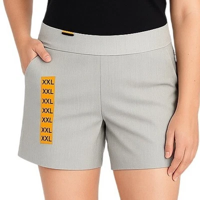 Hilary Radley Bermuda Shorts XXL Off White Gray Striped Pull On Stretch Casual - Image 1 of 4