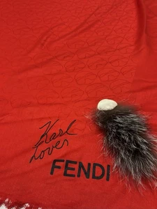 FENDI Karl Lagerfeld  Red Square Shawl/scarf  140x140 Made In Italy - Picture 1 of 8