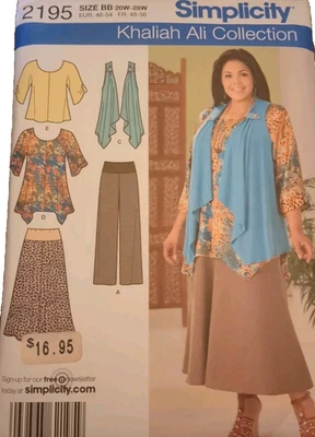 Simplicity Pattern 2195 Khaliah Ali Collection Pants Skirt Tunic...20W-28W Uncut - Image 1 of 4
