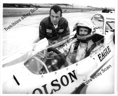 Bobby Unser and Wayne Leary at the Indianapolis Motor Speedway 1972 B&W Photo 22 - Image 1 of 2