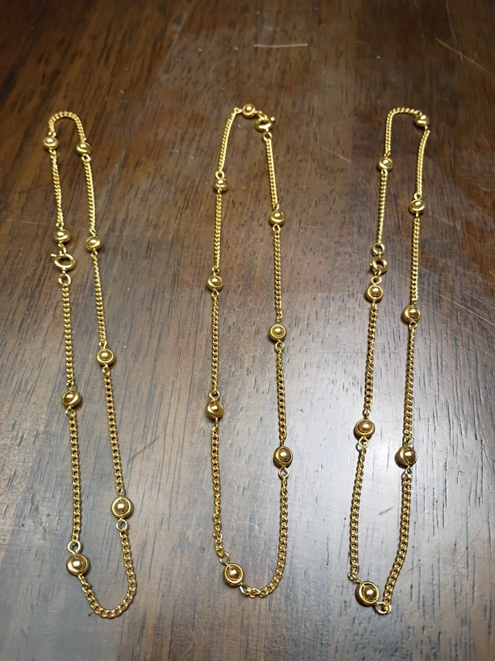  Lote de 3 collar cadena cable bola cuentas satélite 15" pulgadas  Foto 1 de 4