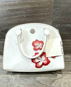 Anne Klein handbag NWT! MSRP $85 White With Floral Appliques. Double Handle - Picture 1 of 7
